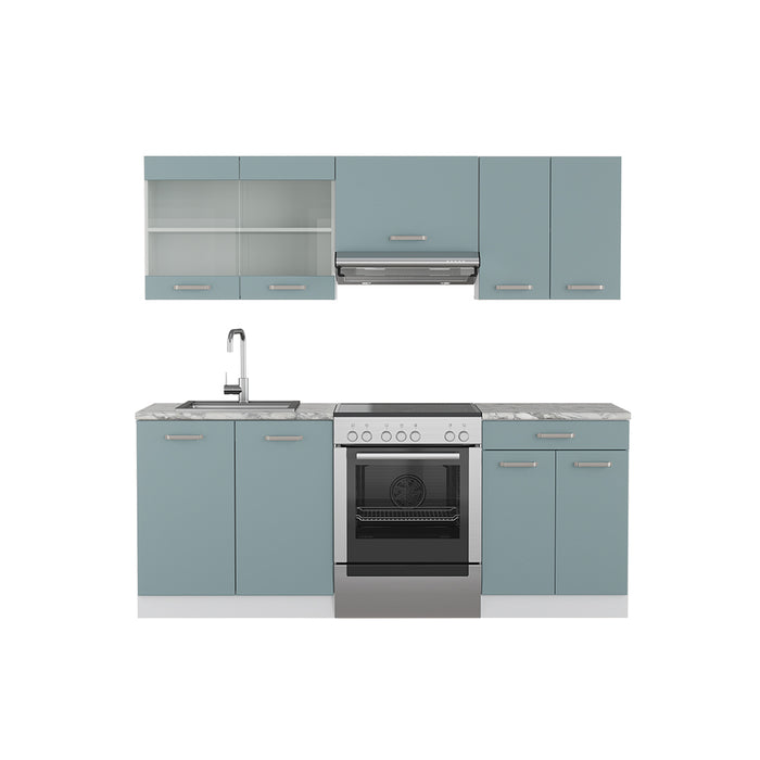 Vicco Cucina componibile Blu-grigio/bianco 200 cm senza piano di lavoro