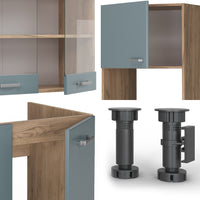 Vicco Cucina angolare completa Rovere blu-grigio/oro 237 x 247 cm , PL Marmo