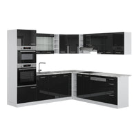 Vicco Cucina angolare completa Nero lucido 237 x 60 cm , PL Marmo