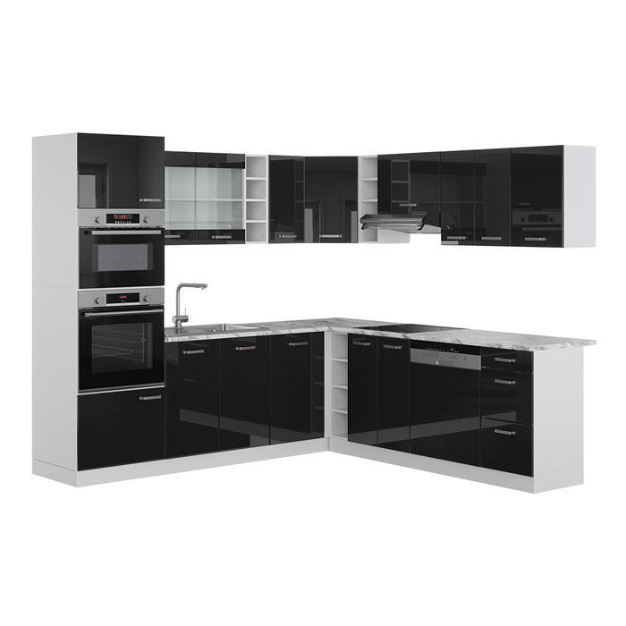 Vicco Cucina angolare completa Nero lucido 237 x 60 cm , PL Marmo