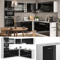 Vicco Cucina angolare completa Nero lucido/bianco 237 x 247 cm , PL Rovere