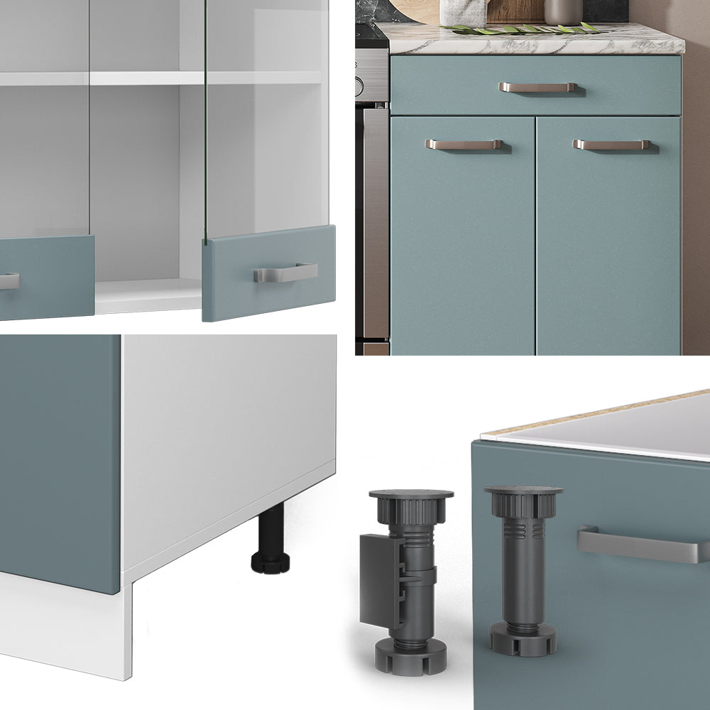 Vicco Cucina componibile Blu-grigio/bianco 200 cm senza piano di lavoro