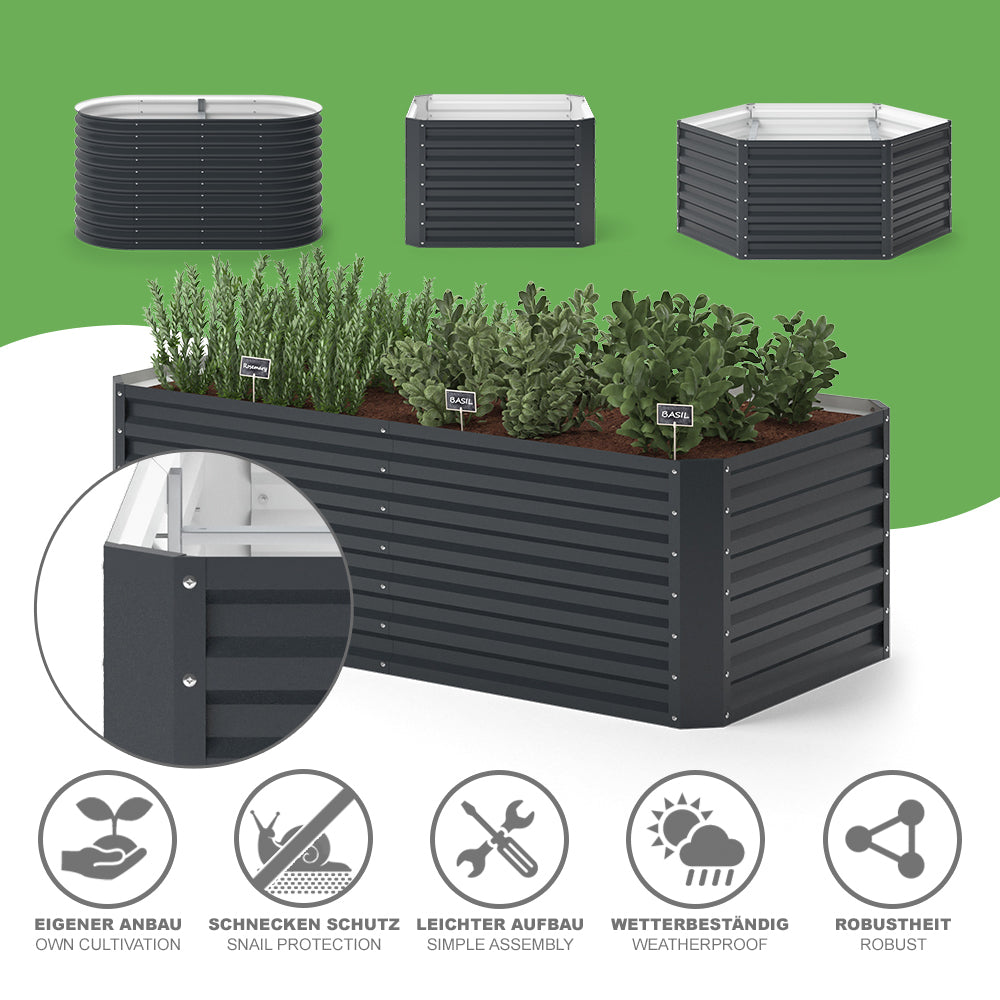 OK-Living Letto per orto rialzato Antracite 180 x 60 cm