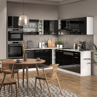 Vicco Cucina angolare completa Nero lucido/bianco 237 x 247 cm , PL Antracite