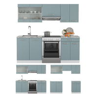 Vicco Cucina componibile Blu-grigio/bianco 200 cm senza piano di lavoro