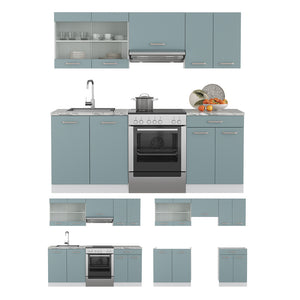 Vicco Cucina componibile Blu-grigio/bianco 200 cm senza piano di lavoro