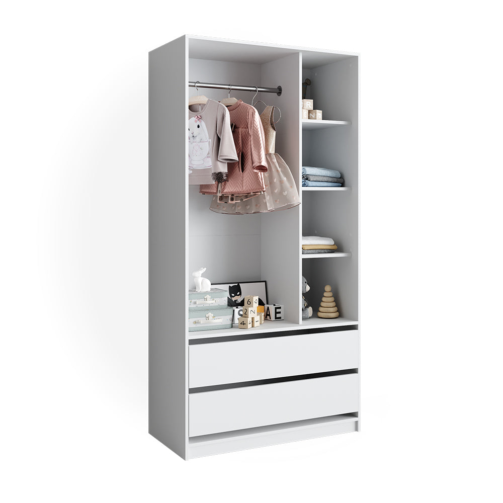 Vicco Guardaroba per bambini Bianco 100 x 200 cm con 2 cassetti