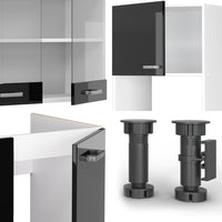 Vicco Cucina angolare completa Nero lucido/bianco 237 x 247 cm , PL Antracite