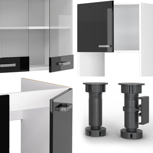 Vicco Cucina angolare completa Nero lucido/bianco 237 x 247 cm , PL Antracite