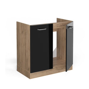 Vicco Mobile lavello cucina Nero lucido 80 cm PL Marmo