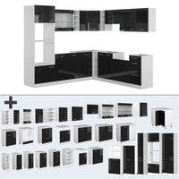 Vicco Cucina angolare completa Nero lucido/bianco 237 x 247 cm , PL Rovere