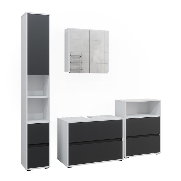 Vicco Set di mobili da bagno Bianco/antracite 4 parti