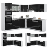 Vicco Cucina angolare completa Nero lucido/bianco 237 x 247 cm , PL Rovere
