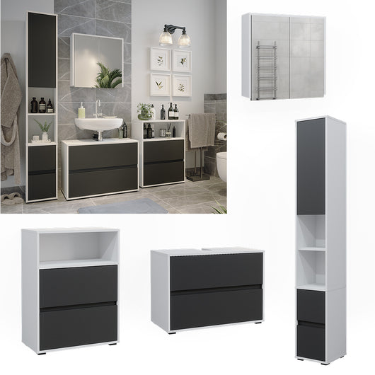Vicco Set di mobili da bagno Bianco/antracite 4 parti