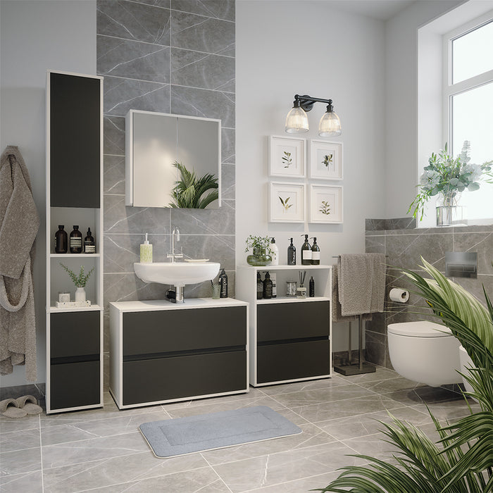 Vicco Set di mobili da bagno Bianco/antracite 4 parti