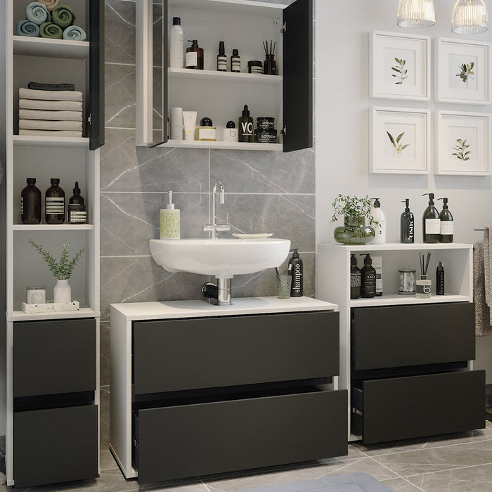 Vicco Set di mobili da bagno Bianco/antracite 4 parti