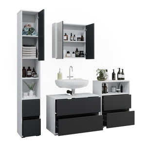 Vicco Set di mobili da bagno Bianco/antracite 4 parti