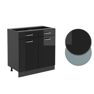 Vicco Mobiletto base per cucina Nero lucido 80 cm senza piano di lavoro