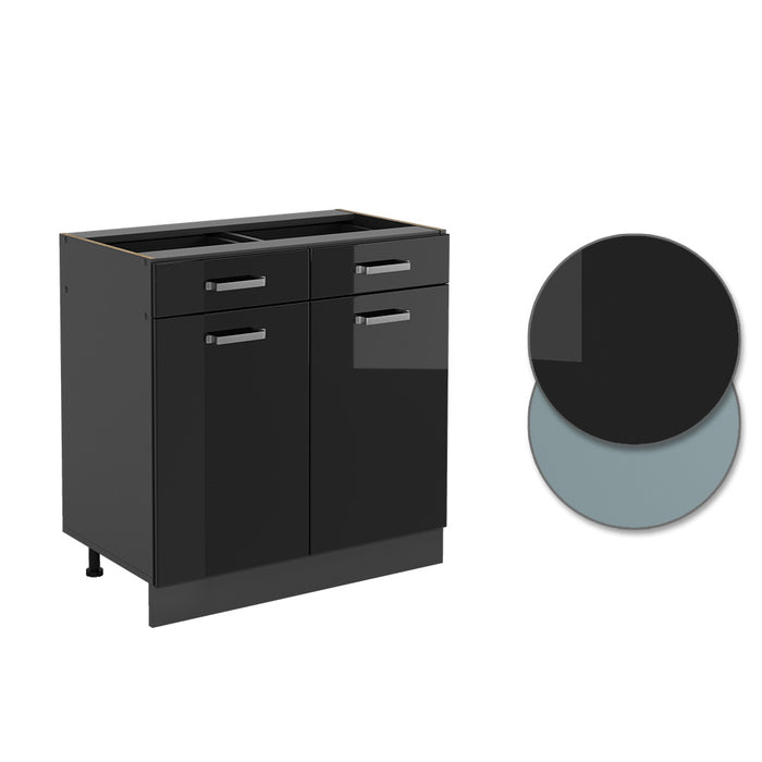 Vicco Mobiletto base per cucina Nero lucido 80 cm PL Marmo