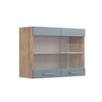 Vicco Mobile da cucina in vetro Grigio-blu 80 cm