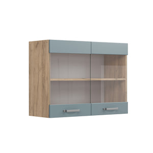 Vicco Mobile da cucina in vetro Grigio-blu 80 cm