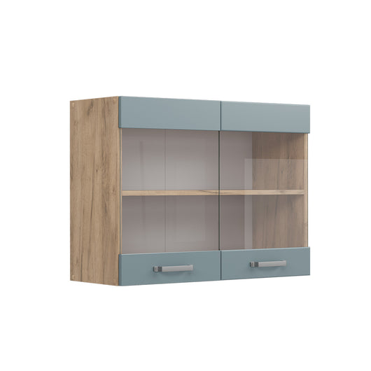 Vicco Mobile da cucina in vetro Grigio-blu 80 cm