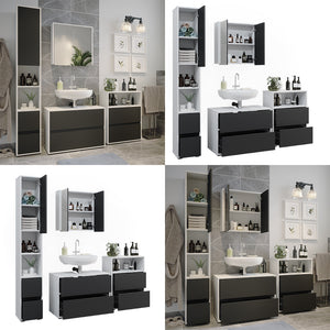 Vicco Set di mobili da bagno Bianco/antracite 4 parti