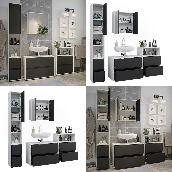 Vicco Set di mobili da bagno Bianco/antracite 4 parti