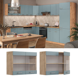 Vicco Mobile da cucina in vetro Grigio-blu 80 cm