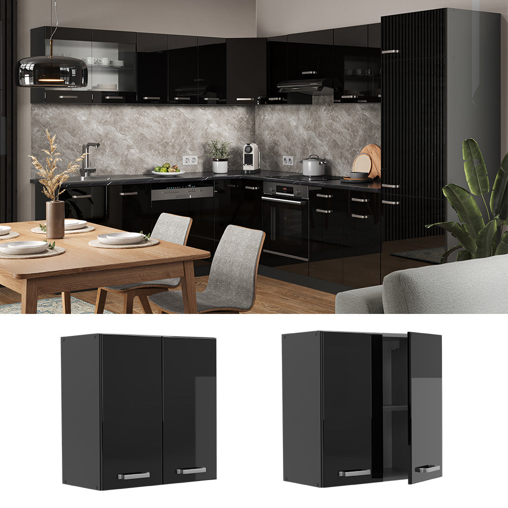 Vicco Pensile da cucina Nero lucido 60 cm