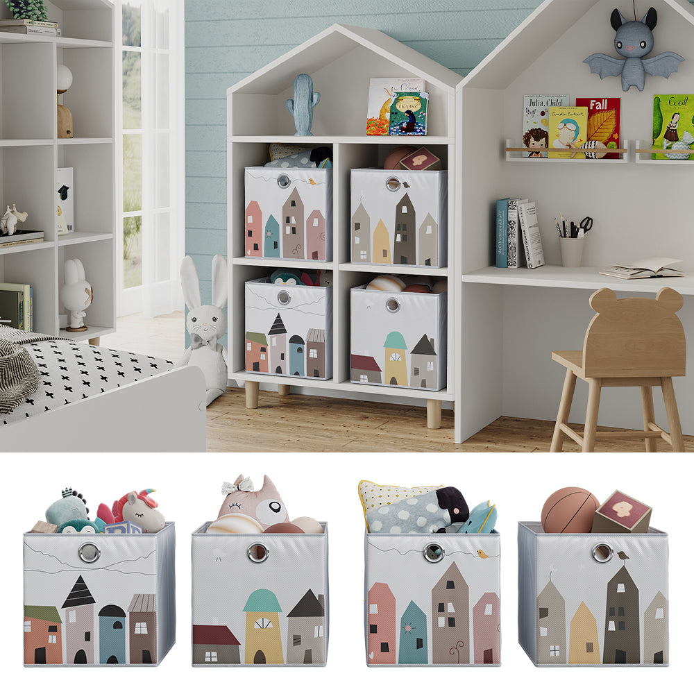 Vicco Scatola pieghevole Grigio (città) 30 x 30 cm (motivo città)