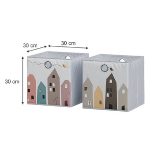 Vicco Scatola pieghevole Grigio (città) 30 x 30 cm (motivo città)