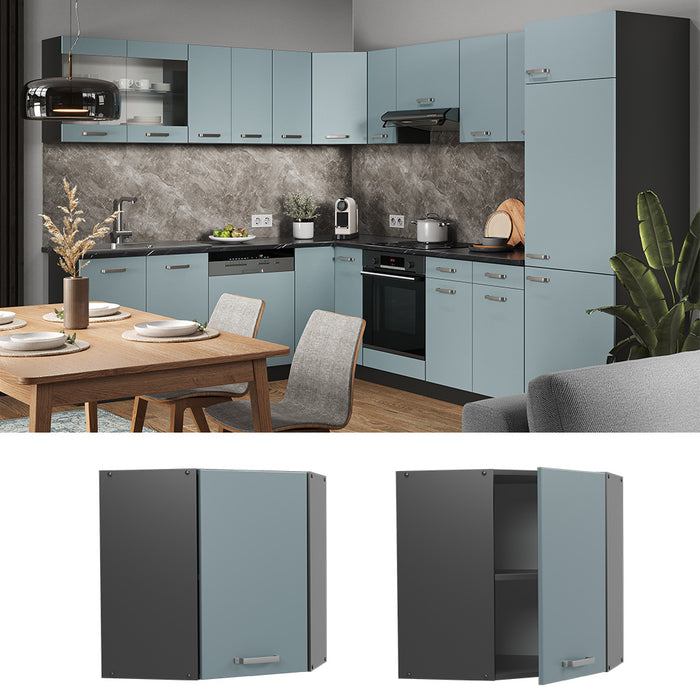 Vicco Mobile angolare da cucina Grigio-blu 57 cm