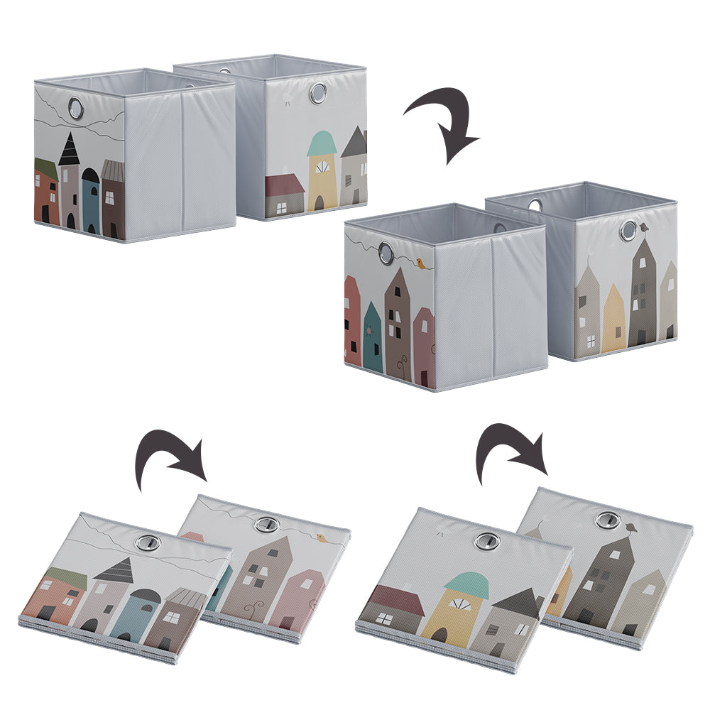 Vicco Scatola pieghevole Grigio (città) 30 x 30 cm (motivo città)