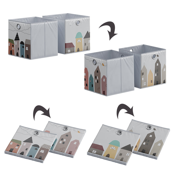 Vicco Scatola pieghevole Grigio (città) 30 x 30 cm (motivo città)