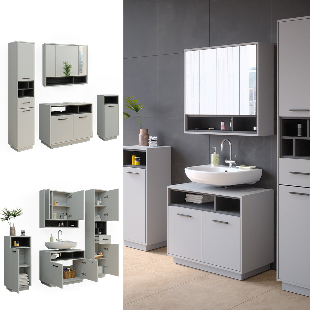 Vicco Set di mobili da bagno Grigio 4 parti