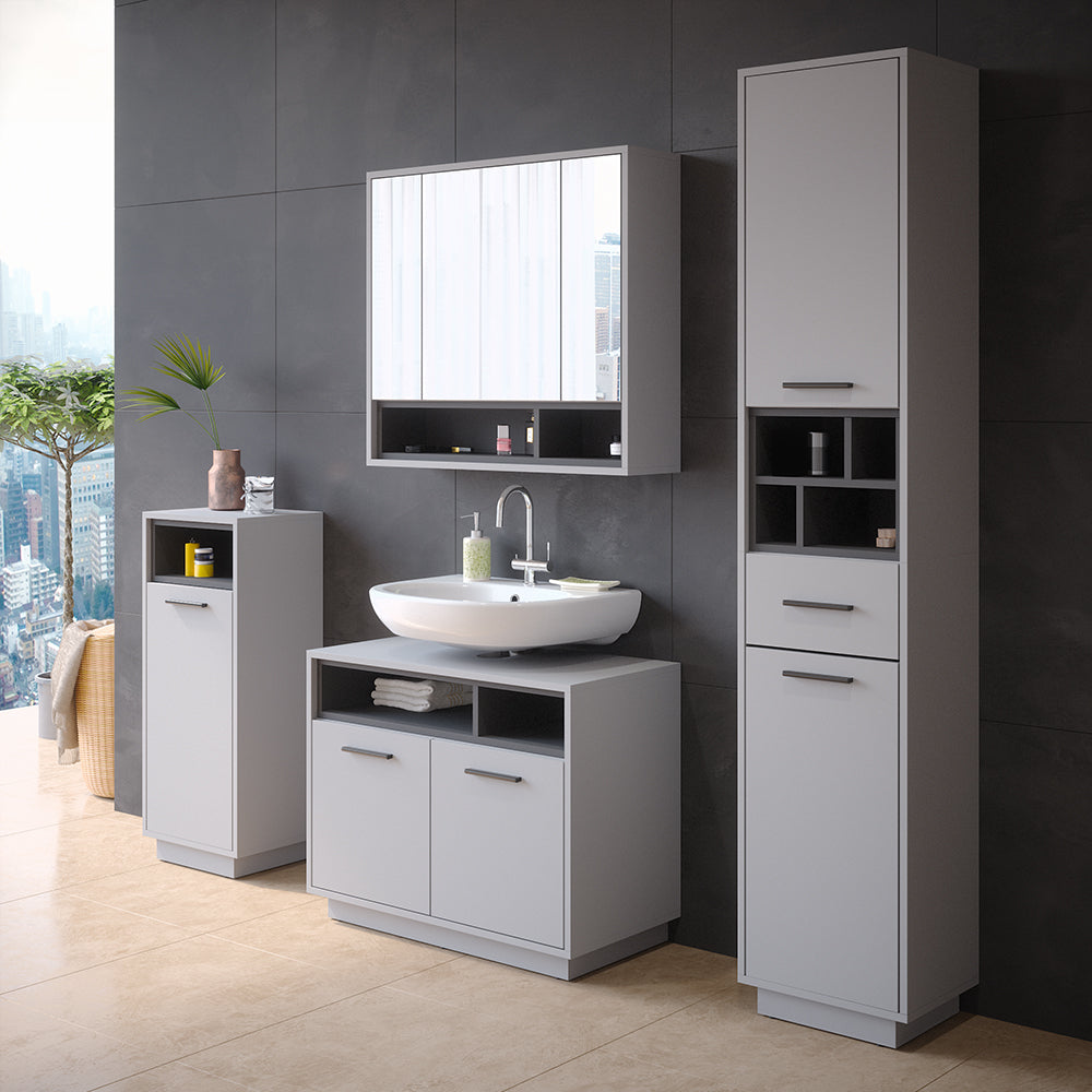 Vicco Set di mobili da bagno Grigio 4 parti