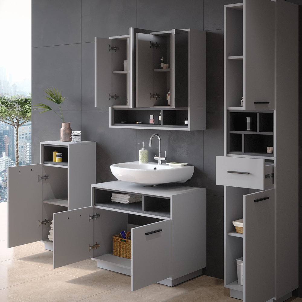 Vicco Set di mobili da bagno Grigio 4 parti