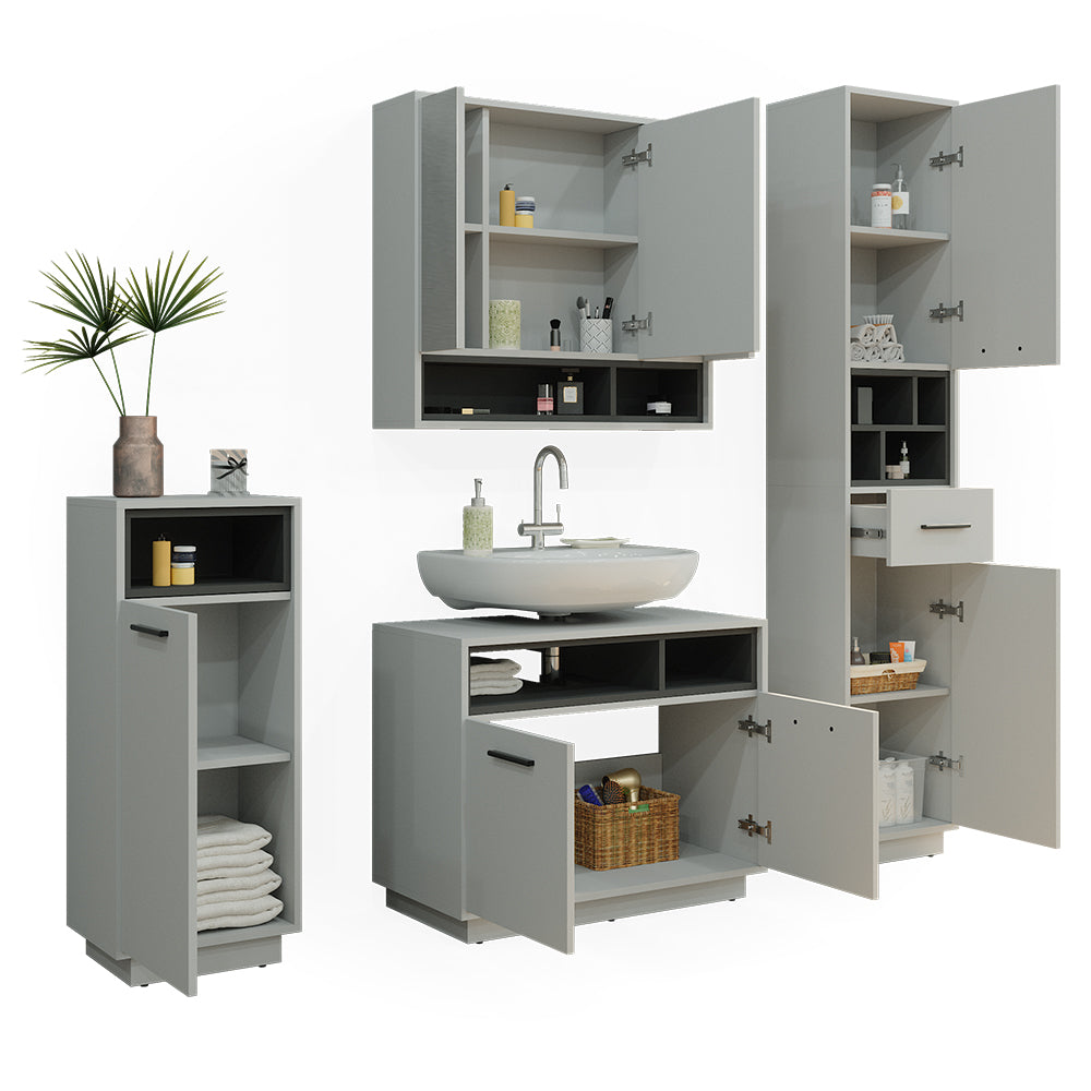 Vicco Set di mobili da bagno Grigio 4 parti
