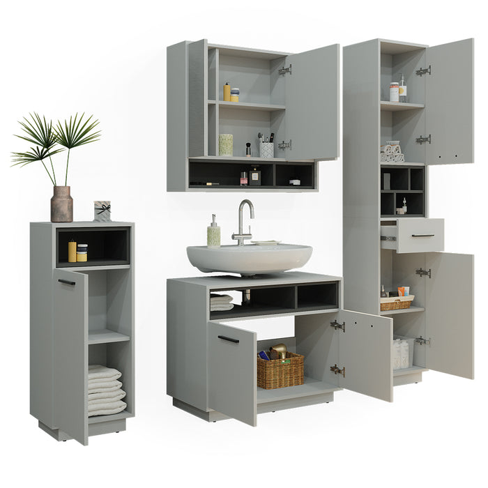 Vicco Set di mobili da bagno Grigio 4 parti