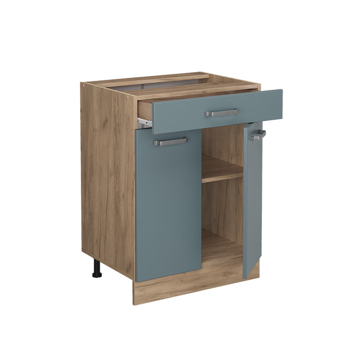 Vicco Mobiletto base per cucina Grigio-blu 60 cm con cassetto, PL Rovere