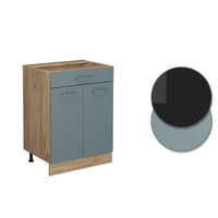 Vicco Mobiletto base per cucina Grigio-blu 60 cm con cassetto, PL Rovere