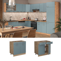 Vicco Mobiletto base per cucina Grigio-blu 80 cm , PL Rovere