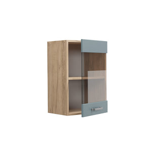 Vicco Mobile da cucina in vetro Grigio-blu 40 cm