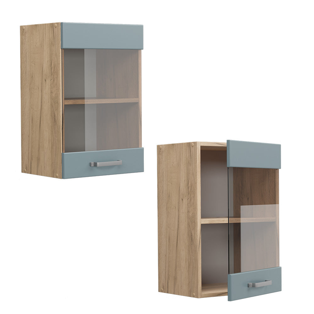 Vicco Mobile da cucina in vetro Grigio-blu 40 cm