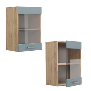 Vicco Mobile da cucina in vetro Grigio-blu 40 cm
