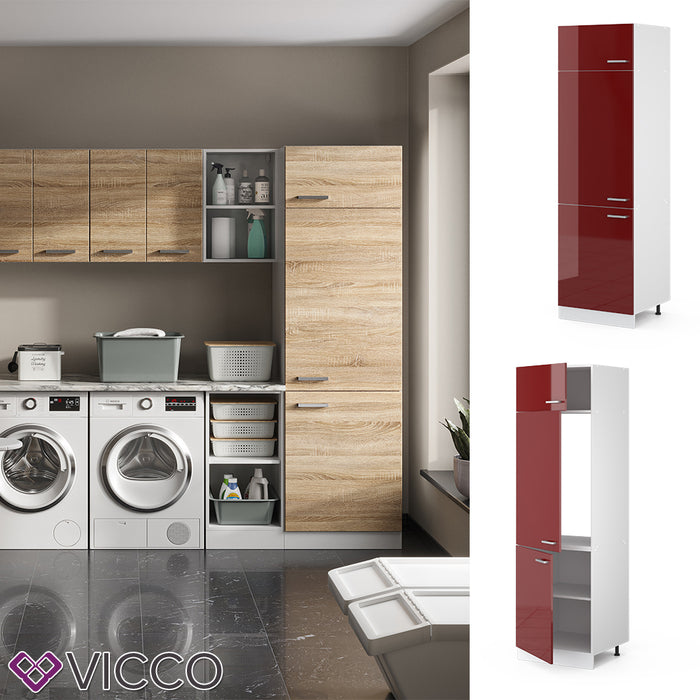 Vicco Dispensa universale Rosso bordeaux lucido 60 cm con porte