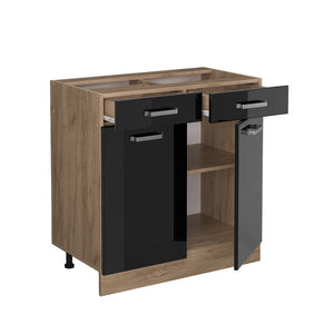 Vicco Mobiletto base per cucina Nero lucido 80 cm senza piano di lavoro