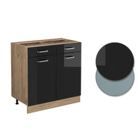 Vicco Mobiletto base per cucina Nero lucido 80 cm PL Marmo