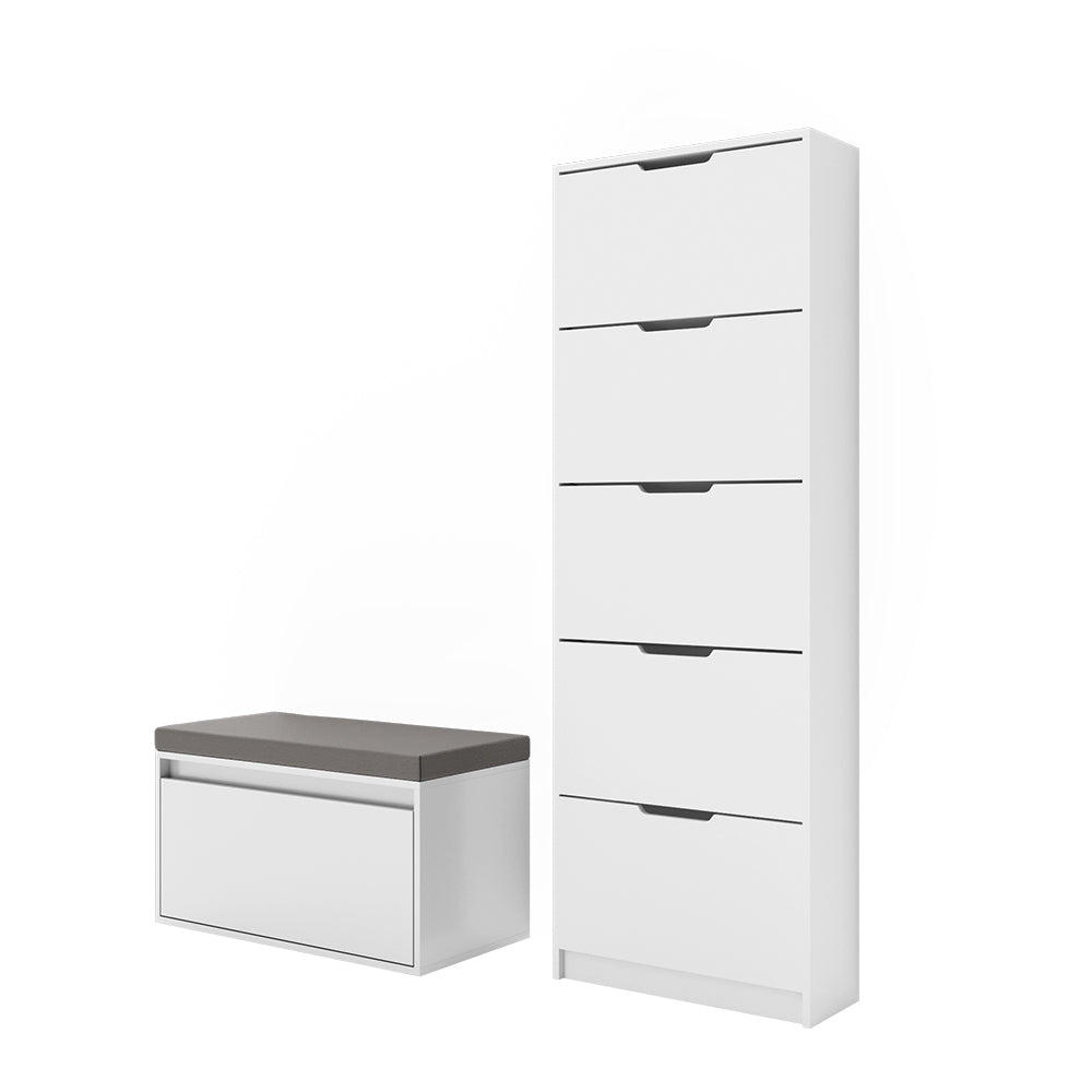 Vicco Scarpiera Bianco 2 parti, con banco